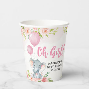 Vasos De Papel Rubor Pink Elephant Baby Shower