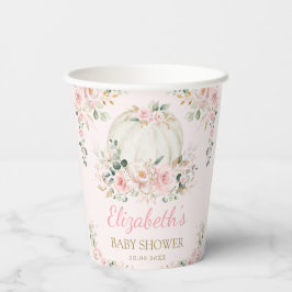 Vasos De Papel Rubor Pink Pumpkin Fall Green Baby Shower