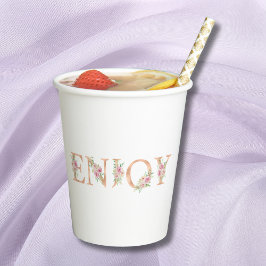 Vasos De Papel Rubor Pink Roses Watercolor Floral Baby Shower