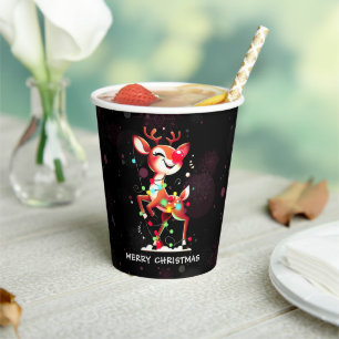 Vasos De Papel Rudolph La Navidad de Reno Rojo