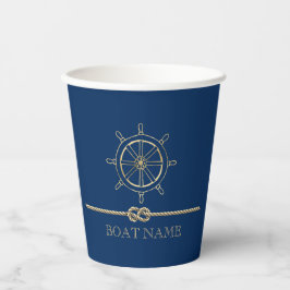 Vasos De Papel Rueda Nautical Gold Boat,Azul marino