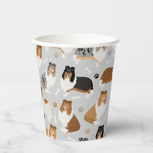 Vasos De Papel Rugosas hojas de collie y huesos