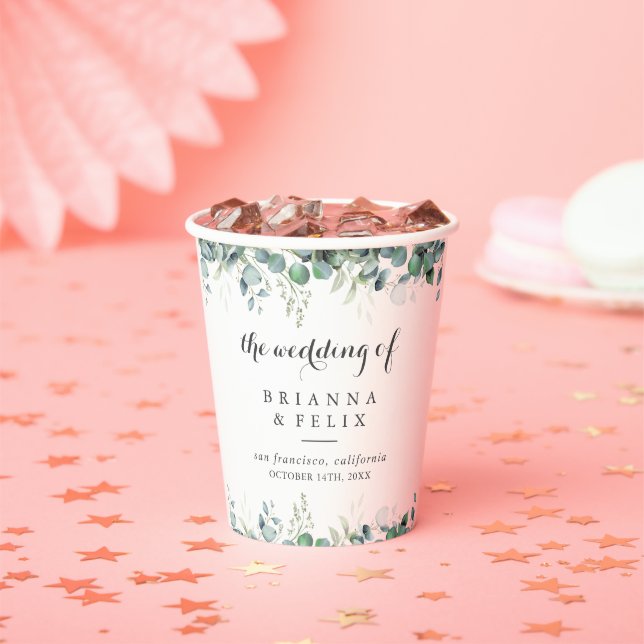 Vasos De Papel Rustic Botanical Eucalyptus Greenery Wedding (in situ)