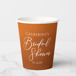 Vasos De Papel Rustic Burnt Orange Bridal Shower Personalized