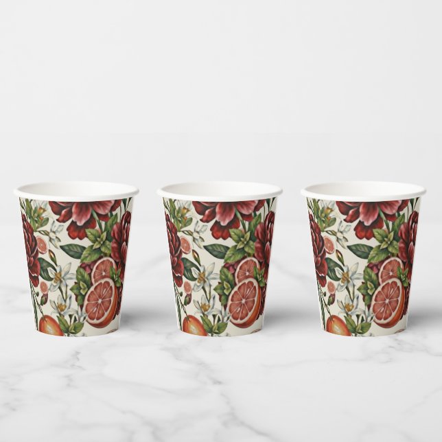 Vasos De Papel Rustic Citrus Floral summer  Bridal Shower (Multi)