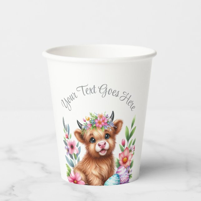 Vasos De Papel Rustic Cute Baby Highland Cow Baby Shower (Anverso)