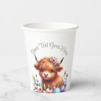 Vasos De Papel Rustic Cute Baby Highland Cow Baby Shower