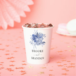 Vasos De Papel rustic dusty blue roses and other flowers