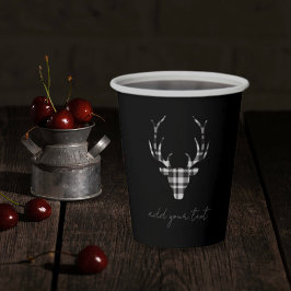 Vasos De Papel Rustic Elegant Christmas Plaid Deer
