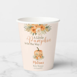 Vasos De Papel Rustic Floral Fall Orange Pumpkin Baby Shower