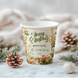 Vasos De Papel Rustic Holly Berry Navidades