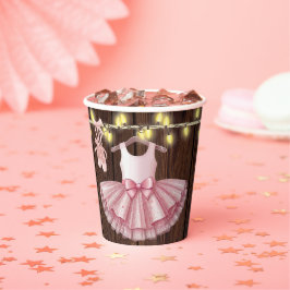 Vasos De Papel Rustic Little Ballerina Tutu Purpurina Baby Shower