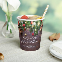 Vasos De Papel Rustic Merry Christmas Fiesta