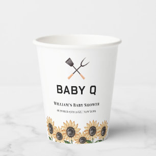 Vasos De Papel Rustic Modern BBQ Sunflower Baby Shower