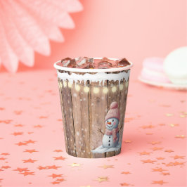Vasos De Papel Rustic Modern Elegant Snowman Baby Shower
