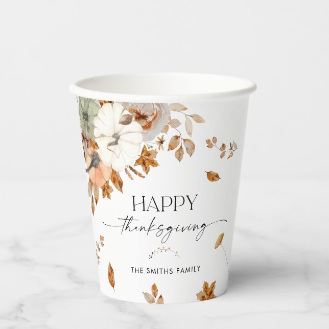 Vasos De Papel Rustic Pumpkins Thanksgiving Dinner Paper cup (Anverso)