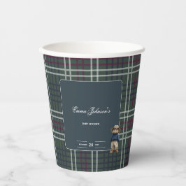 Vasos De Papel Rustic Tartan Bear Baby Shower