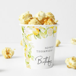 Vasos De Papel Rustic watercolor lemons birthday