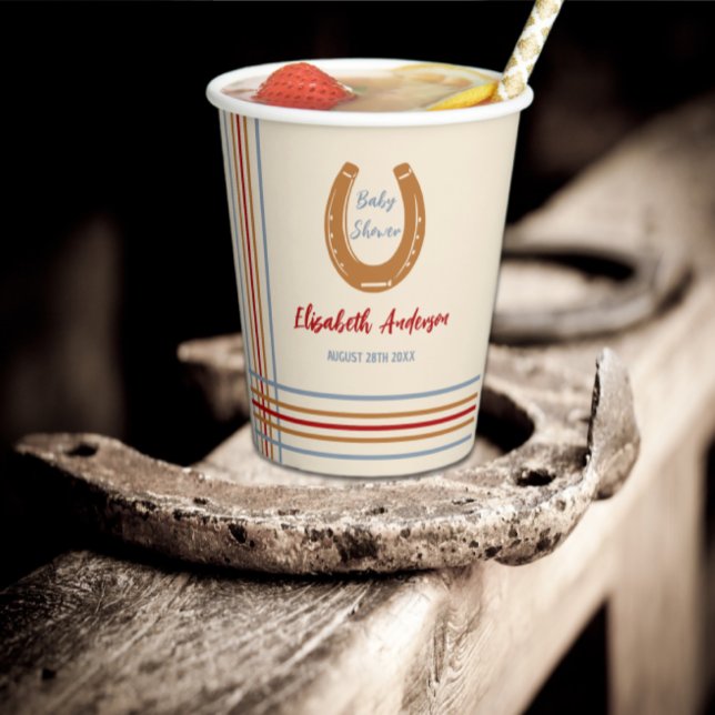 Vasos De Papel Rustic Western Horseshoe Baby Shower (Subido por el creador)