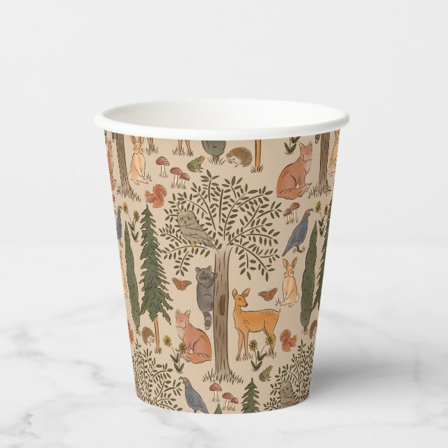 Vasos De Papel Rustic Woodland Forest Animals Boy Baby Shower (Anverso)