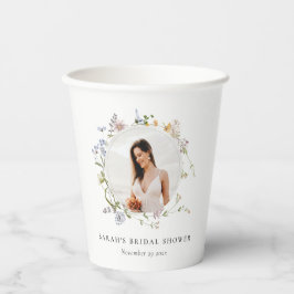 Vasos De Papel Rústica pradera floral Wreath Foto ducha de novia