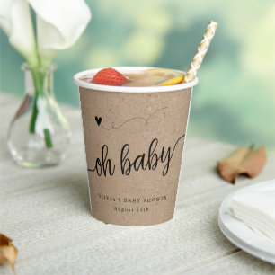 Vasos De Papel Rústico Baby Shower, Kraft Oh Personalizado bebé