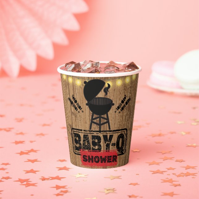 Vasos De Papel Rústico BBQ-Baby Grill Baby Shower (in situ)