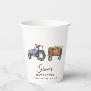 Vasos De Papel Rústico Farm Tractor Teddy Bear Baby Shower