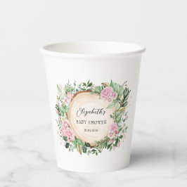 Vasos De Papel Rústico Roses Rosa Verde Bebé Bebé Favor De La Duc