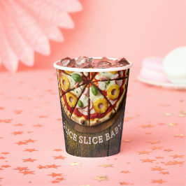Vasos De Papel Rústico Slice Pizza Baby Shower
