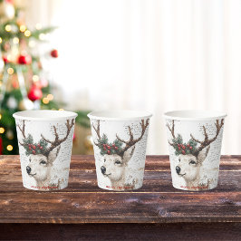 Vasos De Papel Rústicos Navidades de reno invernal