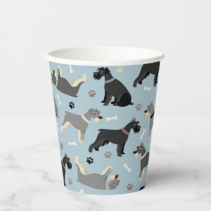 Vasos De Papel Rutas Schnauzer y huesos