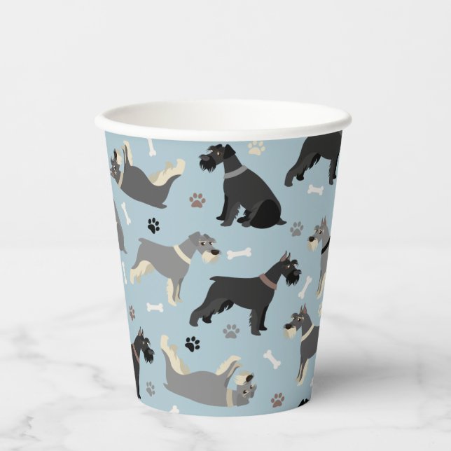 Vasos De Papel Rutas Schnauzer y huesos (Anverso)