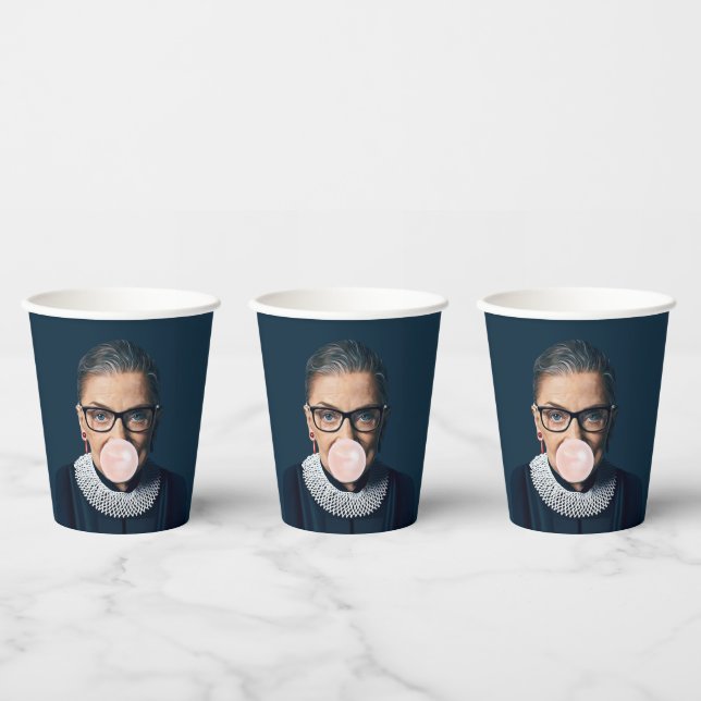 Vasos De Papel Ruth Bader Ginsburg luce chicle rosa (Multi)