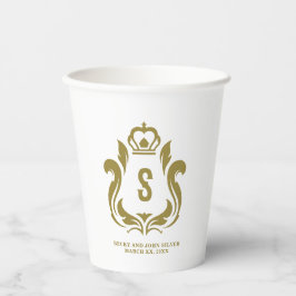 Vasos De Papel S Escudo de oro inicial taza de papel