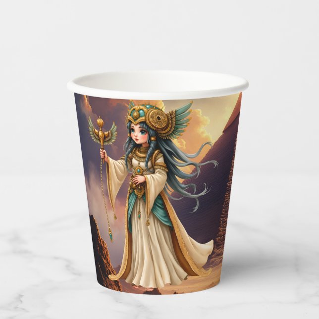Vasos De Papel Sacerdotisa Celestial de la Pirámide Dorada. (Anverso)
