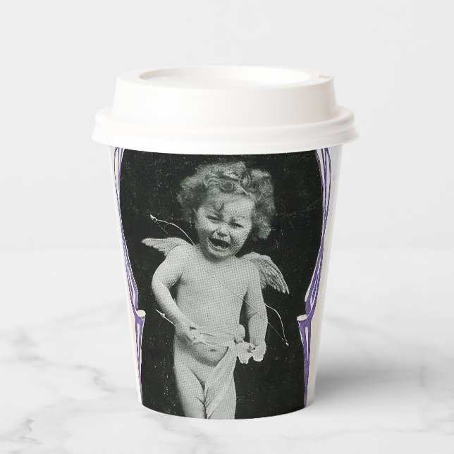 Vasos De Papel Sad Cherub Angel Print (Anverso)
