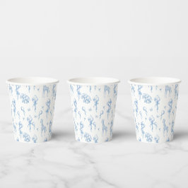 Vasos De Papel Safari Animal Dusty Blue Toile Baby Shower
