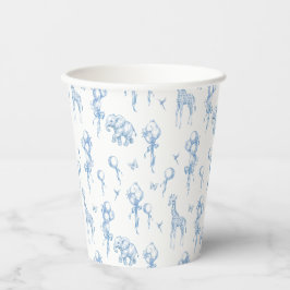 Vasos De Papel Safari Animal Dusty Blue Toile Baby Shower