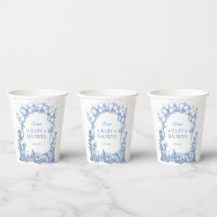 Vasos De Papel Safari Animal Dusty Blue Toile Baby Shower
