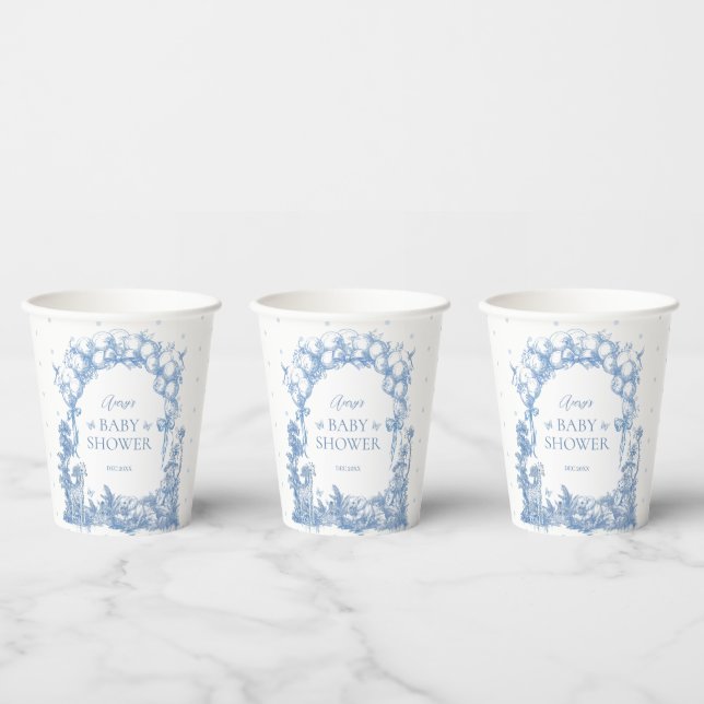 Vasos De Papel Safari Animal Dusty Blue Toile Baby Shower (Multi)
