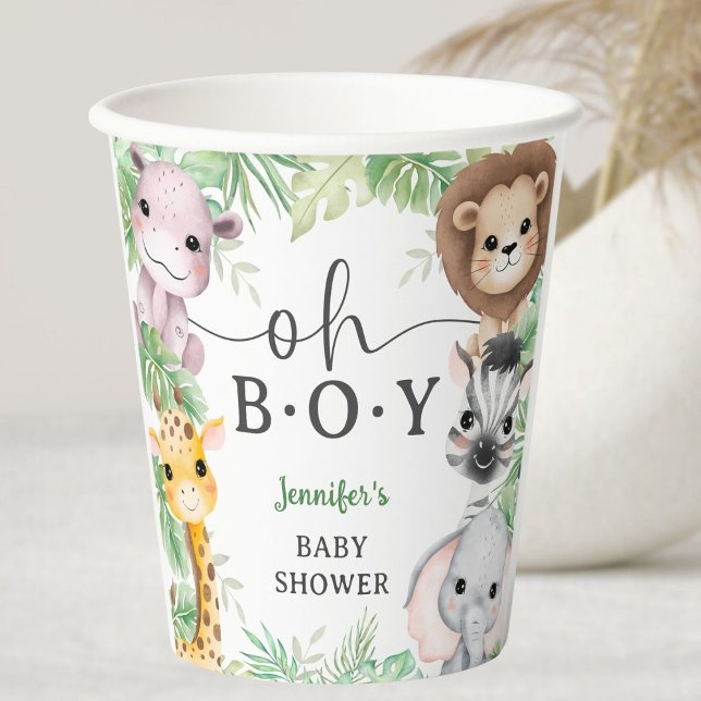 Vasos De Papel Safari Animals Baby Shower Oh Boy Jungle (Subido por el creador)