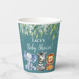 Vasos De Papel Safari Baby Shower de animales de la jungla