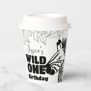 Vasos De Papel Safari Cebra Dibujada a Mano Fiesta de Cumpleaños 