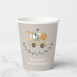 Vasos De Papel Safari Jungle Animals 1er Nacimiento Nombre person