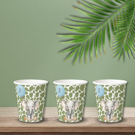 Vasos De Papel Safari Jungle Zoo Animal Elephant Cumpleaños