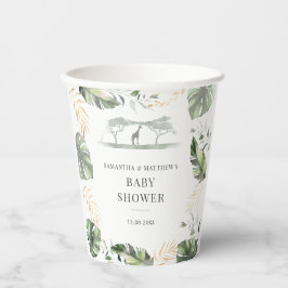 Vasos De Papel Safari Palm deja a las parejas Baby Shower