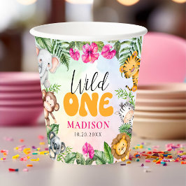 Vasos De Papel Safari Wild One First Chica Birthday