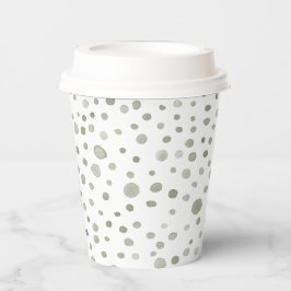 Vasos De Papel Sage Confetti Watercolor Dots Paper Cup