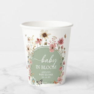 Vasos De Papel Sage Green Baby Bloom Baby Shower